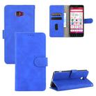 For Kyocera Basio 4 KYV47 Solid Color Skin Feel Magnetic Buckle Horizontal Flip Calf Texture PU Leather Case with Holder & Card Slots & Wallet(Blue) - 1