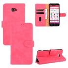 For Kyocera Basio 4 KYV47 Solid Color Skin Feel Magnetic Buckle Horizontal Flip Calf Texture PU Leather Case with Holder & Card Slots & Wallet(Rose Red) - 1