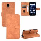 For Kyocera DIGNO BX Solid Color Skin Feel Magnetic Buckle Horizontal Flip Calf Texture PU Leather Case with Holder & Card Slots & Wallet(Brown) - 1