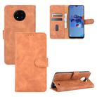 For Oukitel C19 Solid Color Skin Feel Magnetic Buckle Horizontal Flip Calf Texture PU Leather Case with Holder & Card Slots & Wallet(Brown) - 1