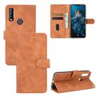 For Oukitel C17 / C17 Pro Solid Color Skin Feel Magnetic Buckle Horizontal Flip Calf Texture PU Leather Case with Holder & Card Slots & Wallet(Brown) - 1