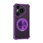 For Huawei Pura 70 Pro CD Texture 360 Degree Rotating Holder MagSafe Phone Case(Purple) - 1
