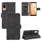 For Sharp Aquos Sense3 Lite SH-RM12 Solid Color Skin Feel Magnetic Buckle Horizontal Flip Calf Texture PU Leather Case with Holder & Card Slots & Wallet(Black) - 1