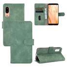 For Sharp Aquos Sense3 Lite SH-RM12 Solid Color Skin Feel Magnetic Buckle Horizontal Flip Calf Texture PU Leather Case with Holder & Card Slots & Wallet(Green) - 1