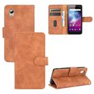 For ZTE Blade A3 Lite Solid Color Skin Feel Magnetic Buckle Horizontal Flip Calf Texture PU Leather Case with Holder & Card Slots & Wallet(Brown) - 1