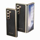 For Samsung Galaxy Z Fold6 Integrated Gold Wire Silver Brocade Plating Phone Case(Black) - 1
