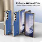 For Samsung Galaxy Z Fold6 Integrated Gold Wire Silver Brocade Plating Phone Case(Blue) - 2
