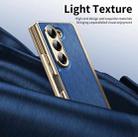 For Samsung Galaxy Z Fold6 Integrated Gold Wire Silver Brocade Plating Phone Case(Blue) - 3