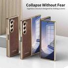 For Samsung Galaxy Z Fold6 Integrated Gold Wire Silver Brocade Plating Phone Case(Brown) - 2