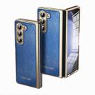For Samsung Galaxy Z Fold5 Integrated Gold Wire Silver Brocade Plating Phone Case(Blue) - 1