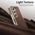 For Samsung Galaxy Z Fold5 Integrated Gold Wire Silver Brocade Plating Phone Case(Brown) - 2