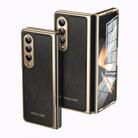 For Samsung Galaxy Z Fold4 Integrated Gold Wire Silver Brocade Plating Phone Case(Black) - 1