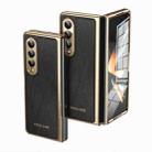 For Samsung Galaxy Z Fold3 Integrated Gold Wire Silver Brocade Plating Phone Case(Black) - 1