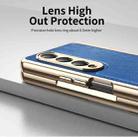 For Samsung Galaxy Z Fold3 Integrated Gold Wire Silver Brocade Plating Phone Case(Blue) - 3