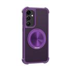 For Samsung Galaxy S23 FE 5G CD Texture 360 Degree Rotating Holder MagSafe Phone Case(Purple) - 1