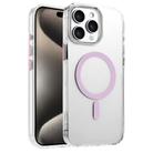 For iPhone 15 Pro High Transparency TPU Hybrid PC MagSafe Magnetic Phone Case(Pink) - 1