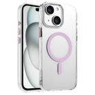 For iPhone 15 Plus / 14 Plus High Transparency TPU Hybrid PC MagSafe Magnetic Phone Case(Pink) - 1