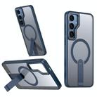 For Samsung Galaxy S23 FE 5G Star Shine Series TPU + PC MagSafe Phone Case with Fold Holder(Navy Blue) - 1