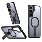 For Samsung Galaxy S23 FE 5G Star Shine Series TPU + PC MagSafe Phone Case with Fold Holder(Black) - 1