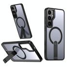 For Samsung Galaxy S24 5G / S25 5G Star Shine Series TPU + PC MagSafe Phone Case with Fold Holder(Black) - 1