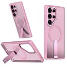 For Samsung Galaxy S25 Ultra 5G Star Shine Series TPU + PC MagSafe Phone Case with Fold Holder(Pink) - 1