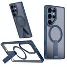 For Samsung Galaxy S25 Ultra 5G Star Shine Series TPU + PC MagSafe Phone Case with Fold Holder(Navy Blue) - 1