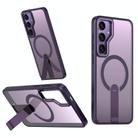 For Samsung Galaxy S24 FE 5G Star Shine Series TPU + PC MagSafe Phone Case with Fold Holder(Purple) - 1