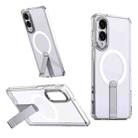 For Samsung Galaxy S25 Edge 5G Star Shine Series TPU + PC MagSafe Phone Case with Fold Holder(Transparent) - 1