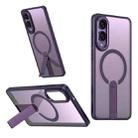 For Samsung Galaxy S25 Edge 5G Star Shine Series TPU + PC MagSafe Phone Case with Fold Holder(Purple) - 1