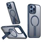 For iPhone 16 Pro Max Star Shine Series TPU + PC MagSafe Phone Case with Fold Holder(Navy Blue) - 1