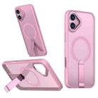 For iPhone 16 Plus Star Shine Series TPU + PC MagSafe Phone Case with Fold Holder(Pink) - 1