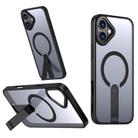 For iPhone 16 Plus Star Shine Series TPU + PC MagSafe Phone Case with Fold Holder(Black) - 1