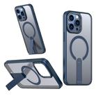 For iPhone 15 Pro Max Star Shine Series TPU + PC MagSafe Phone Case with Fold Holder(Navy Blue) - 1