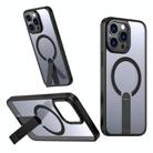 For iPhone 15 Pro Max Star Shine Series TPU + PC MagSafe Phone Case with Fold Holder(Black) - 1