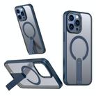 For iPhone 13 Pro Max Star Shine Series TPU + PC MagSafe Phone Case with Fold Holder(Navy Blue) - 1
