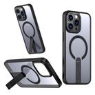 For iPhone 12 Pro Max Star Shine Series TPU + PC MagSafe Phone Case with Fold Holder(Black) - 1