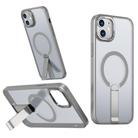 For iPhone 12 mini Star Shine Series TPU + PC MagSafe Phone Case with Fold Holder(Grey) - 1