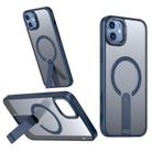 For iPhone 12 mini Star Shine Series TPU + PC MagSafe Phone Case with Fold Holder(Navy Blue) - 1