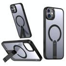 For iPhone 12 mini Star Shine Series TPU + PC MagSafe Phone Case with Fold Holder(Black) - 1