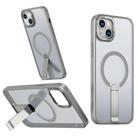 For iPhone 13 mini Star Shine Series TPU + PC MagSafe Phone Case with Fold Holder(Grey) - 1