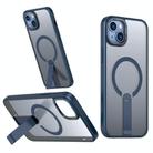 For iPhone 13 mini Star Shine Series TPU + PC MagSafe Phone Case with Fold Holder(Navy Blue) - 1