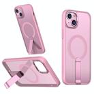 For iPhone 15 Plus Star Shine Series TPU + PC MagSafe Phone Case with Fold Holder(Pink) - 1