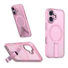 For iPhone 17 Star Shine Series TPU + PC MagSafe Phone Case with Fold Holder(Pink) - 1