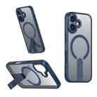 For iPhone 17 Star Shine Series TPU + PC MagSafe Phone Case with Fold Holder(Navy Blue) - 1