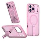For iPhone 17 Pro Max Star Shine Series TPU + PC MagSafe Phone Case with Fold Holder(Pink) - 1