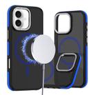 For iPhone 16 Plus Dual-Color Skin Feel MagSafe Phone Case(Black Blue) - 1