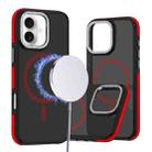 For iPhone 16 Plus Dual-Color Skin Feel MagSafe Phone Case(Black Red) - 1