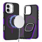 For iPhone 16 Dual-Color Skin Feel MagSafe Phone Case(Black Purple) - 1
