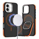For iPhone 16 Dual-Color Skin Feel MagSafe Phone Case(Black Orange) - 1