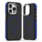 For iPhone 15 Pro Dual-Color Skin Feel MagSafe Phone Case(Black Blue) - 1
